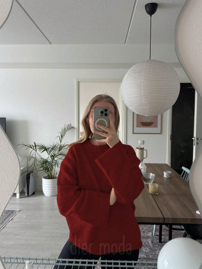 Kadın Bordo Oversize Triko Kazak Fmoda1972